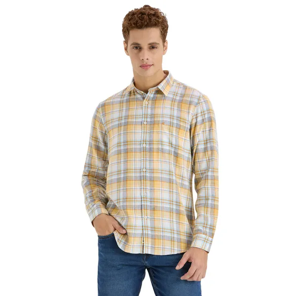 Yellow_Casual_Full_Sleeves_Cotton_Shirt_For_Men