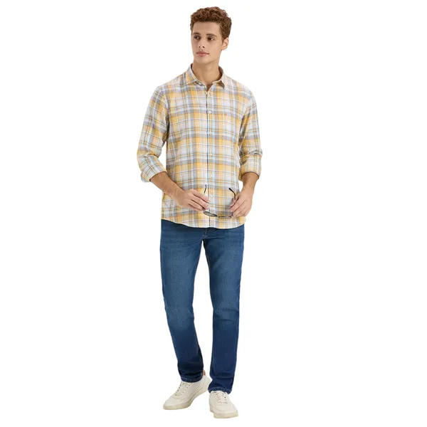 Yellow_Casual_Full_Sleeves_Cotton_Shirt_For_Men