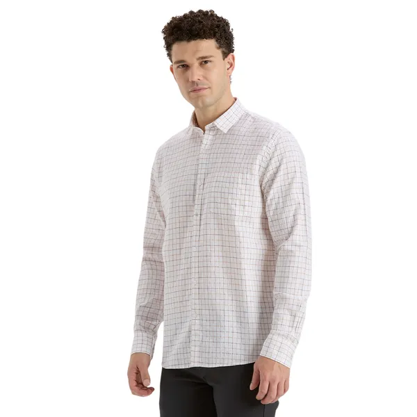 White_&_Maroon_Casual_Full_Sleeves_Cotton_Shirt_For_Men