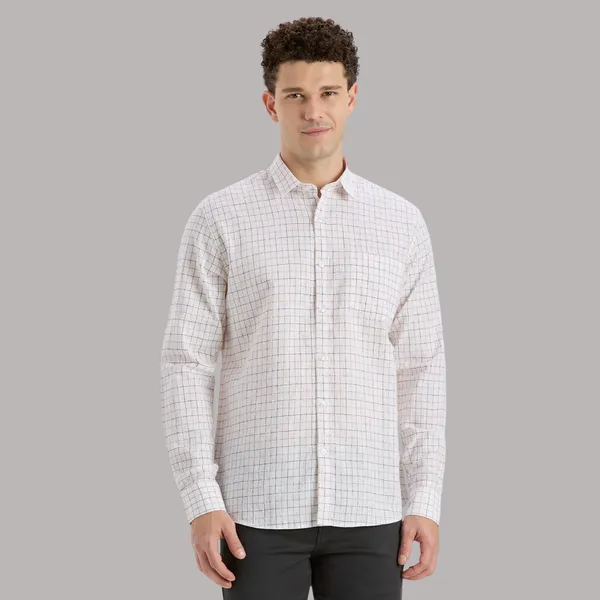 White_&_Maroon_Casual_Full_Sleeves_Cotton_Shirt_For_Men