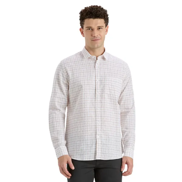 White_&_Maroon_Casual_Full_Sleeves_Cotton_Shirt_For_Men