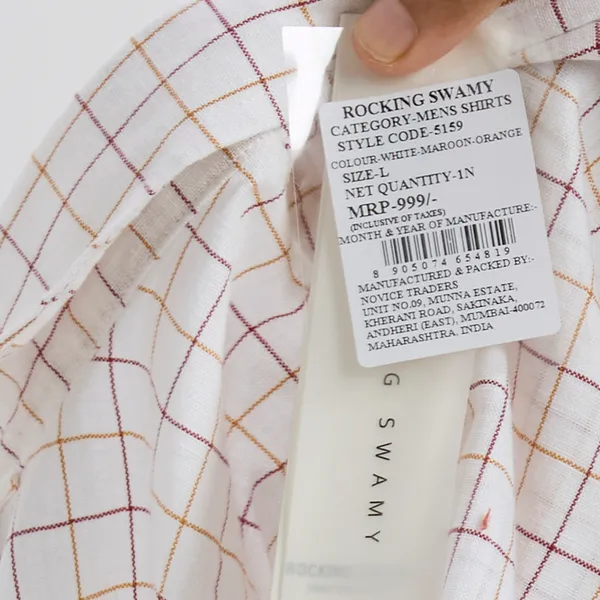 White_&_Maroon_Casual_Full_Sleeves_Cotton_Shirt_For_Men