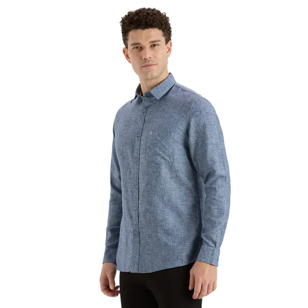 Blue_&_Grey_Casual_Full_Sleeves_Cotton_Shirt_For_Men