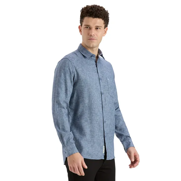 Blue_&_Grey_Casual_Full_Sleeves_Cotton_Shirt_For_Men