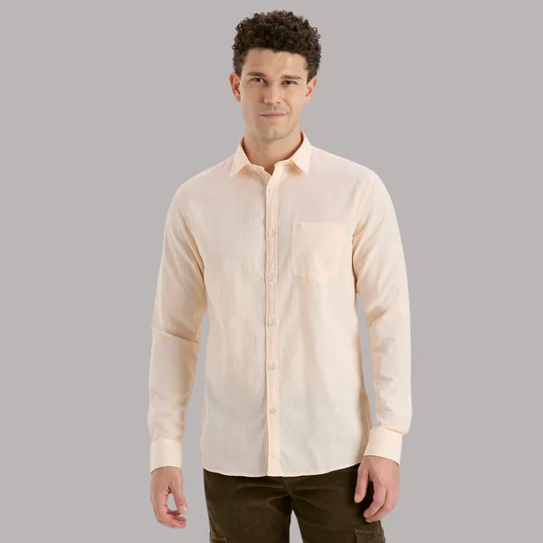 Peach_Casual_Full_Sleeves_Cotton_Shirt_For_Men