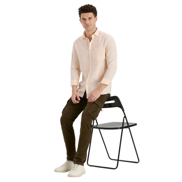 Peach_Casual_Full_Sleeves_Cotton_Shirt_For_Men
