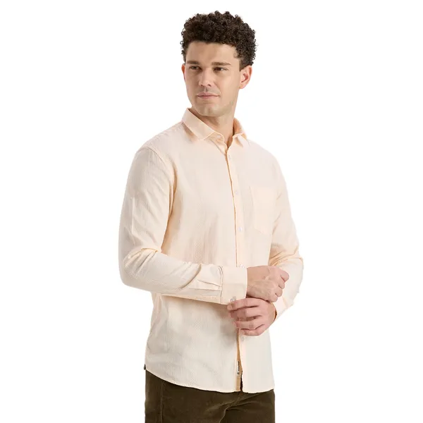 Peach_Casual_Full_Sleeves_Cotton_Shirt_For_Men