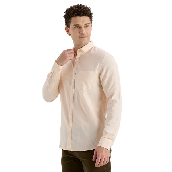 Peach_Casual_Full_Sleeves_Cotton_Shirt_For_Men
