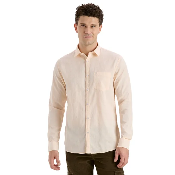 Peach_Casual_Full_Sleeves_Cotton_Shirt_For_Men
