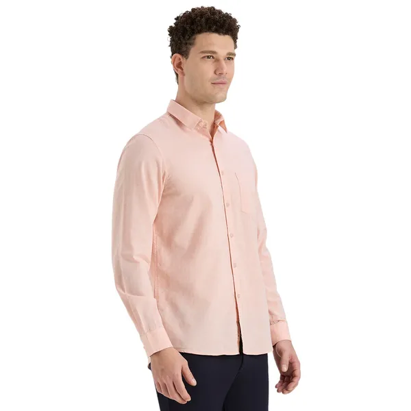 Peach_Casual_Full_Sleeves_Cotton_Shirt_For_Men