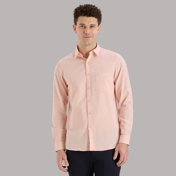 Peach_Casual_Full_Sleeves_Cotton_Shirt_For_Men