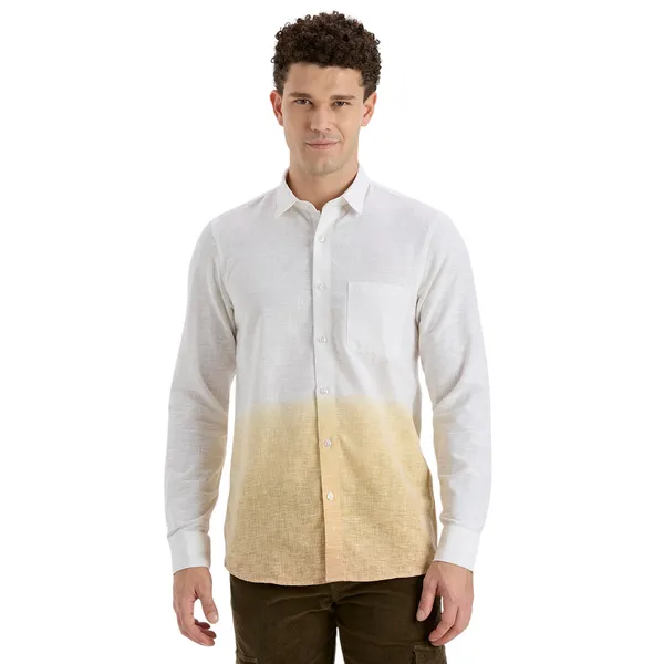 Khaki_Casual_Full_Sleeves_Cotton_Shirt_For_Men