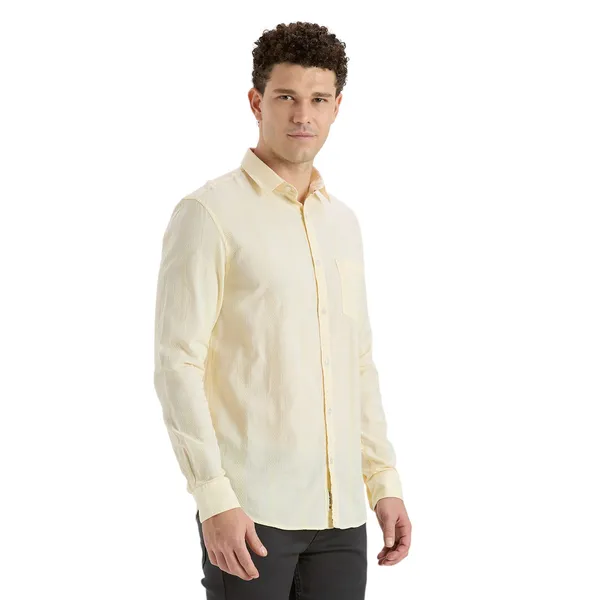 Light_Yellow_Casual_Full_Sleeves_Cotton_Shirt_For_Men
