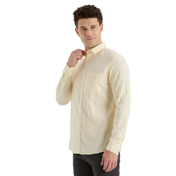 Light_Yellow_Casual_Full_Sleeves_Cotton_Shirt_For_Men