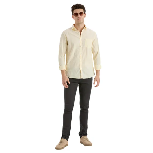Light_Yellow_Casual_Full_Sleeves_Cotton_Shirt_For_Men