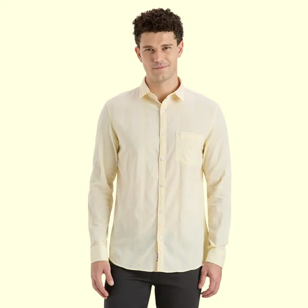 Light_Yellow_Casual_Full_Sleeves_Cotton_Shirt_For_Men