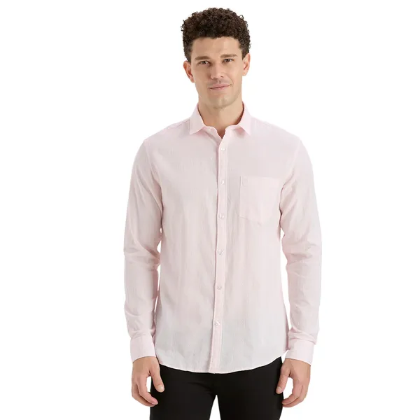 Light_Pink_Casual_Full_Sleeves_Cotton_Shirt_For_Men