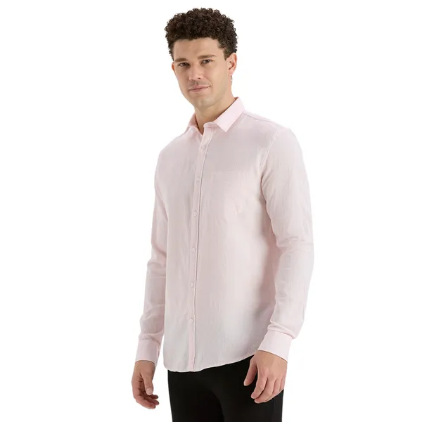 Light_Pink_Casual_Full_Sleeves_Cotton_Shirt_For_Men