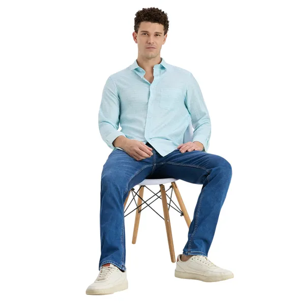 Electric_Blue_Casual_Full_Sleeves_Cotton_Shirt_For_Men