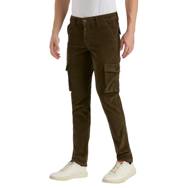 Olive_Casual_Corduroy_Cargo_Pants_For_Men
