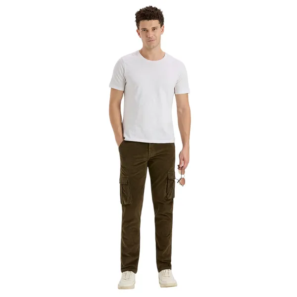 Olive_Casual_Corduroy_Cargo_Pants_For_Men