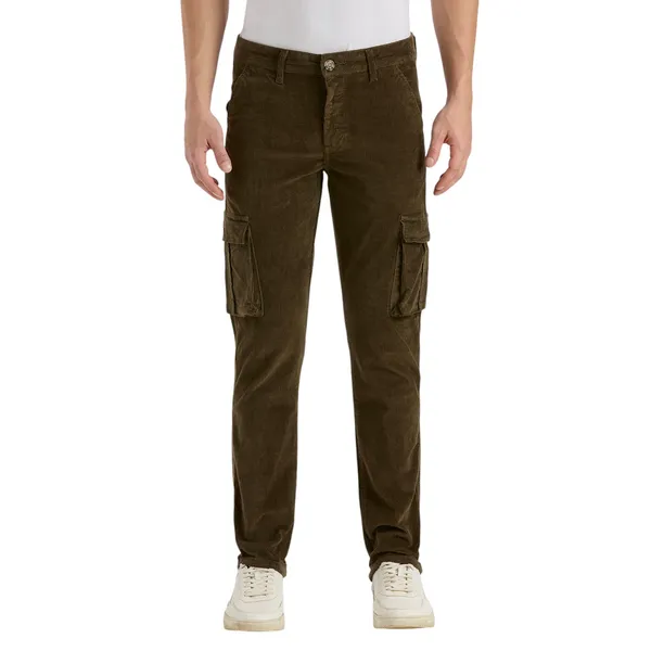 Olive_Casual_Corduroy_Cargo_Pants_For_Men