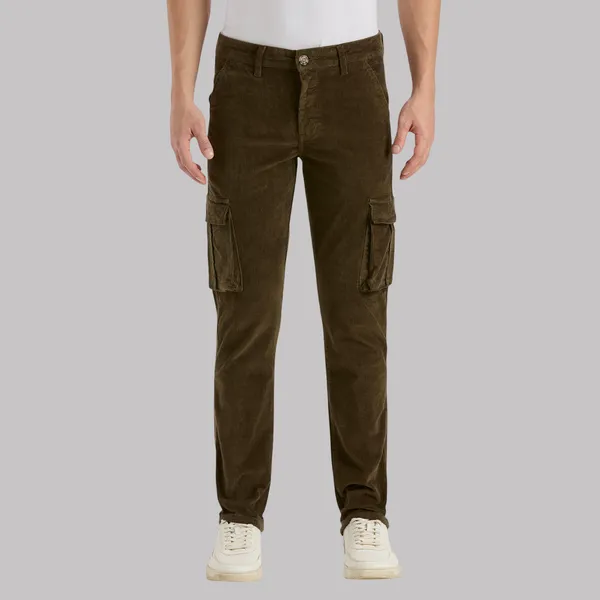 Olive_Casual_Corduroy_Cargo_Pants_For_Men