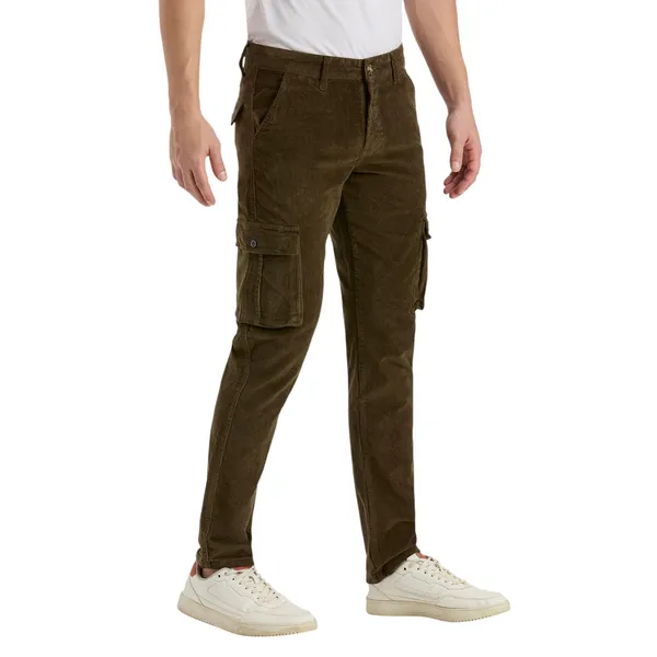 Olive_Casual_Corduroy_Cargo_Pants_For_Men