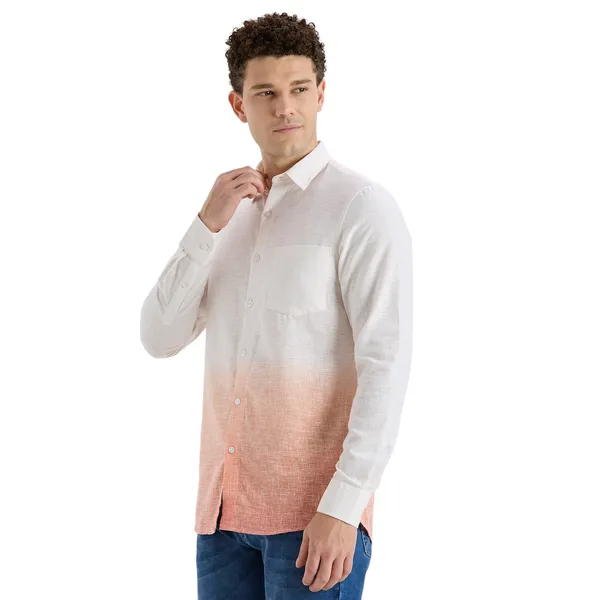Peach_Casual_Full_Sleeves_Cotton_Shirt_For_Men