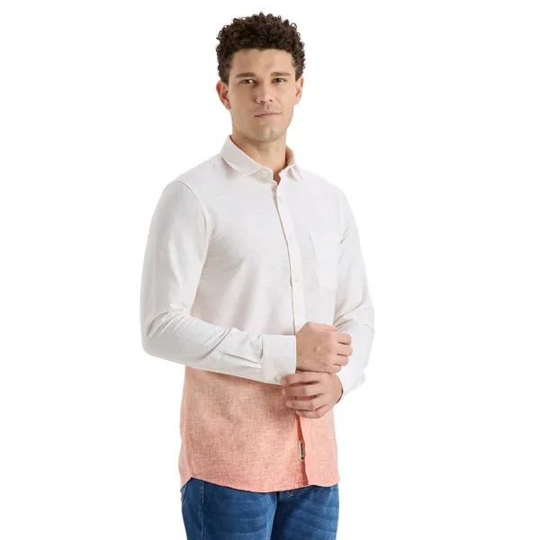 Peach_Casual_Full_Sleeves_Cotton_Shirt_For_Men