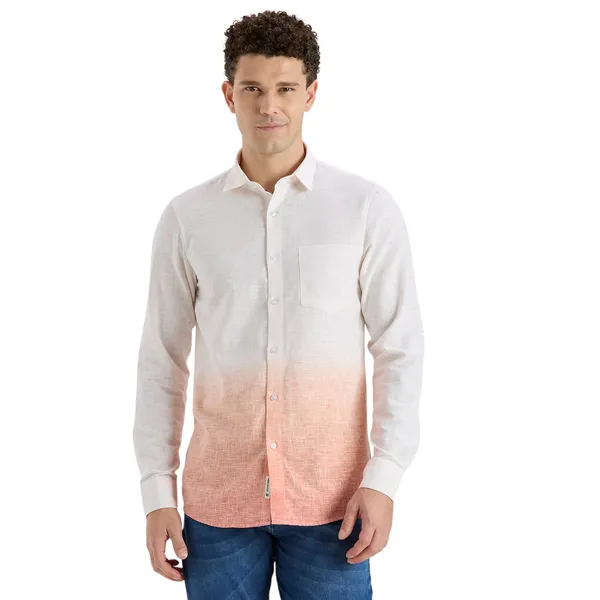 Peach_Casual_Full_Sleeves_Cotton_Shirt_For_Men
