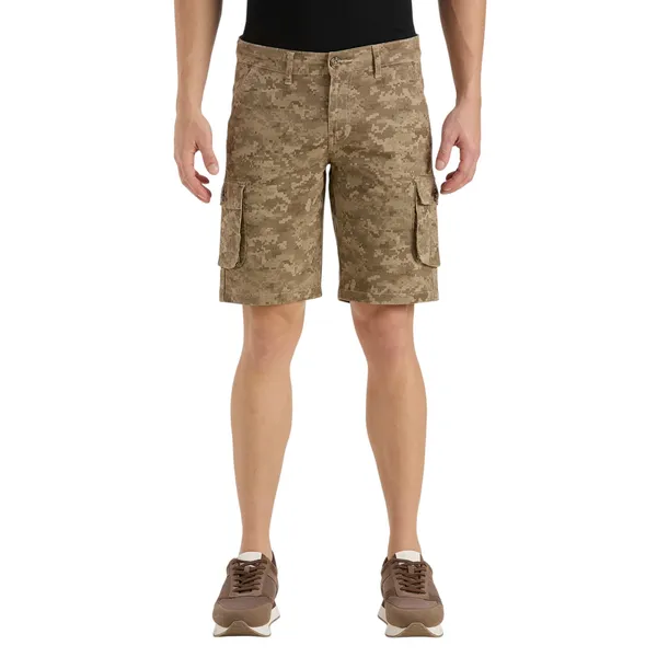 Khaki_Camo_Casual_Cotton_Cargo_Shorts_For_Men