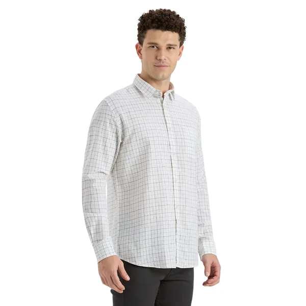White_&_Avocado_Green_Casual_Full_Sleeves_Cotton_Shirt_For_Men