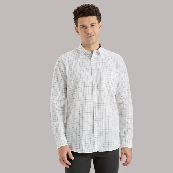 White_&_Avocado_Green_Casual_Full_Sleeves_Cotton_Shirt_For_Men