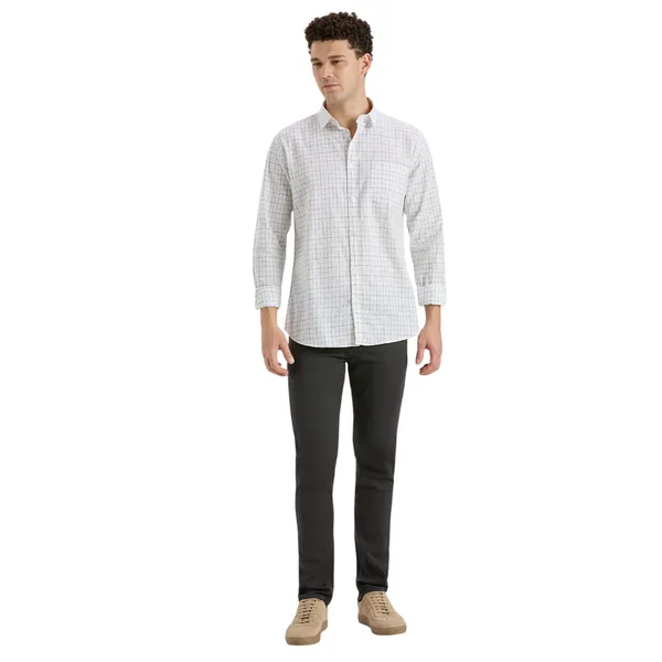 White_&_Avocado_Green_Casual_Full_Sleeves_Cotton_Shirt_For_Men