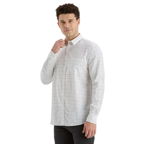White_&_Avocado_Green_Casual_Full_Sleeves_Cotton_Shirt_For_Men