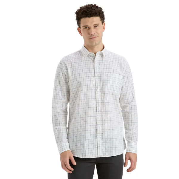 White_&_Avocado_Green_Casual_Full_Sleeves_Cotton_Shirt_For_Men