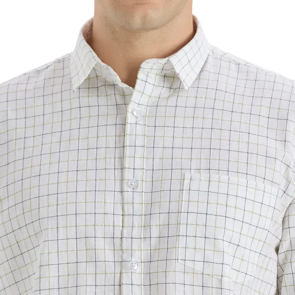 White_&_Avocado_Green_Casual_Full_Sleeves_Cotton_Shirt_For_Men