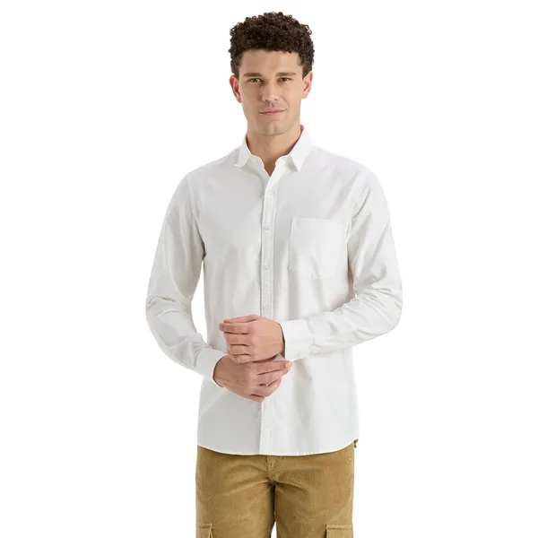 White_Casual_Full_Sleeves_Cotton_Shirt_For_Men