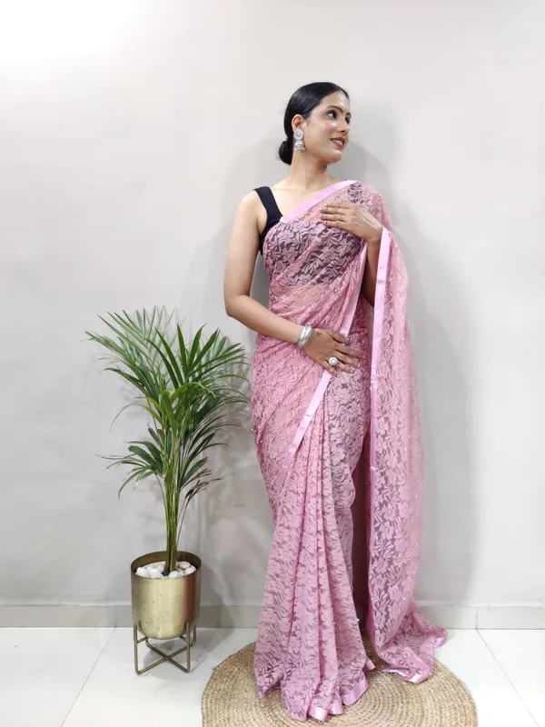 Pink_Net_Printed_Saree_For_Women