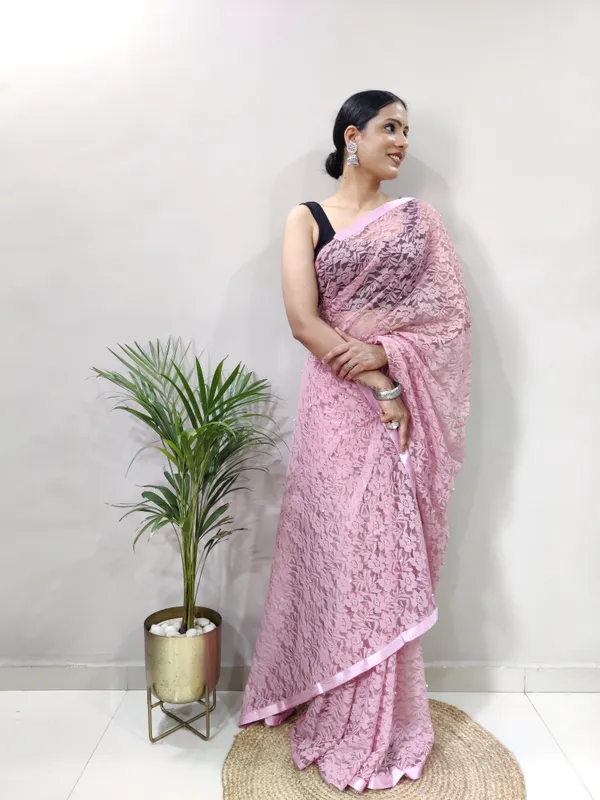 Pink_Net_Printed_Saree_For_Women