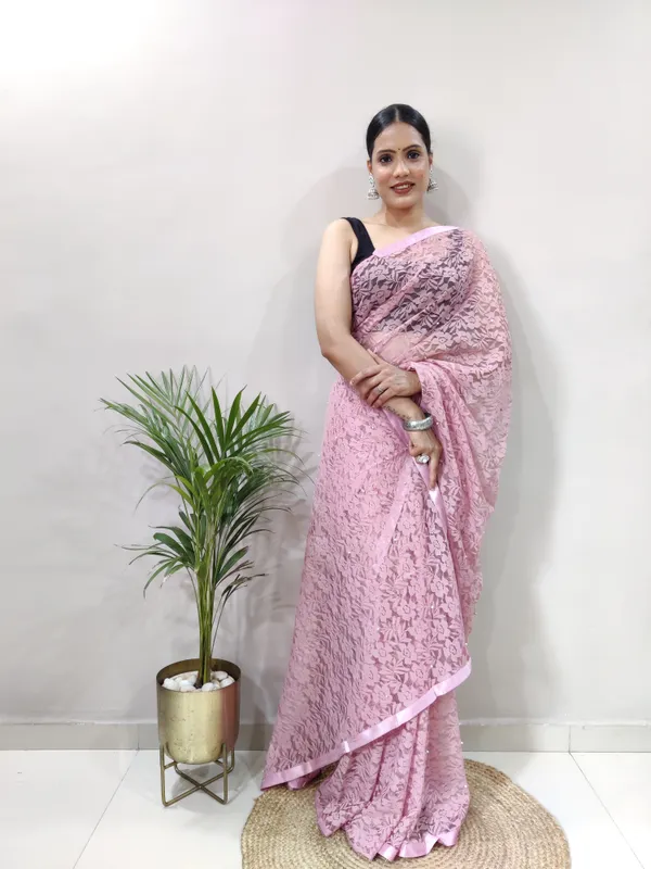 Pink_Net_Printed_Saree_For_Women