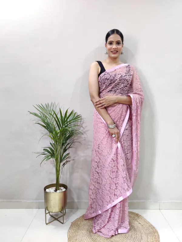 Pink_Net_Printed_Saree_For_Women