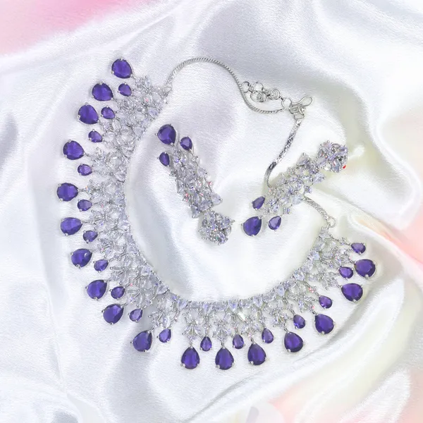 Royal_Purple__American_Diamond_Necklace_&_Earring_Set__For_Women