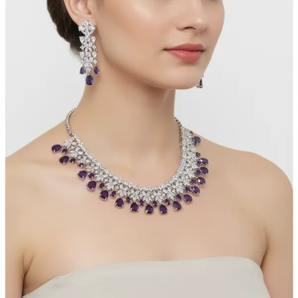 Royal_Purple__American_Diamond_Necklace_&_Earring_Set__For_Women