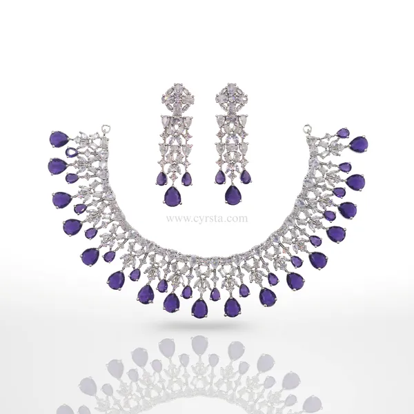 Royal_Purple__American_Diamond_Necklace_&_Earring_Set__For_Women