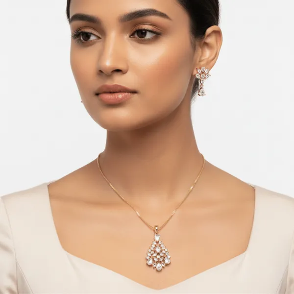Gold_&_White_Mist_AAA_Grade_American_Diamond_Pendant_And_Earring_Rhodium_Plating_Set_For_Women