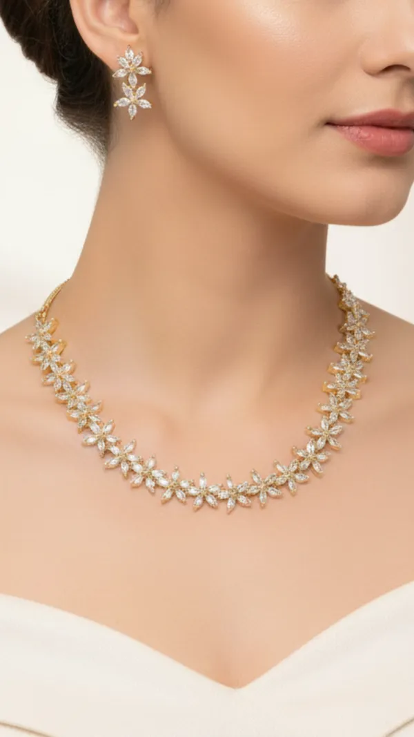 Gilded_Bloom_CZ_American_Diamond_Necklace_and_Earring_set_for_Women