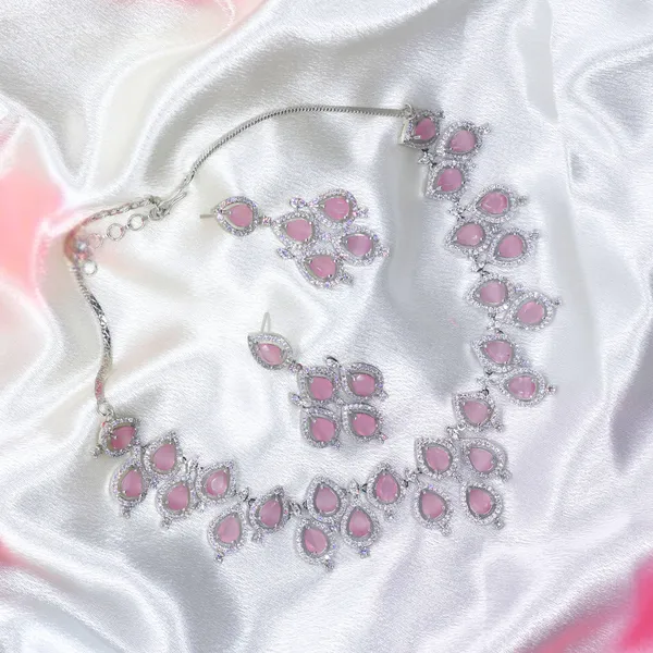 Pink_American_Diamond_Necklace_&_Earring_Set_For_Women