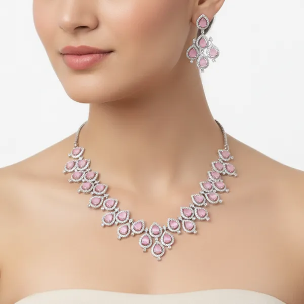 Pink_American_Diamond_Necklace_&_Earring_Set_For_Women
